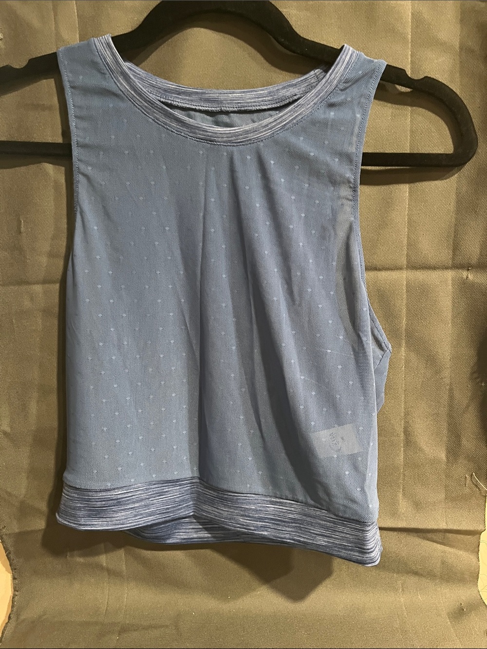 Zyia Women’s Sleeveless sheer Light Blue crop Tank Top